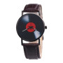 Quartz Wristwatches Vinyl Records Wrist Watch Analog Unisex Wristwatch Reloj Leather Strap Clock Fashion Relogio Masculine