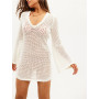 Backless Tie Up Long Sleeve Knitted Dress Summer Swimsuit Bikini Cover-ups