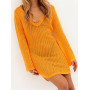 Backless Tie Up Long Sleeve Knitted Dress Summer Swimsuit Bikini Cover-ups