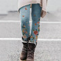 Fashion  Trousers Women Floral Print Long Pants Warm Skinny Bottoms for Shopping
