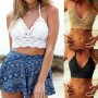 Women Crochet Lace Vest Crop Top Knitted Bra Boho Beachwear Bikini Tank