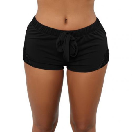 Fashion Stretch Waist Casual Shorts Women Lace Stitching Lace-up Sports Fitness Shorts pantalonescortos mujer