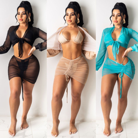 Sexy See Through Mesh Bikini Cover-Ups