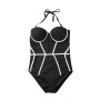 Women Strapless Patchwork Body Push Up Swimwear Lady Beachwear One Piece Swimsuit