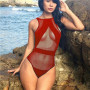 Sexy Swimwear Women Sexy Mesh Sheer Monokini One Piece Transparent Bodysuit Beachwear Swimsuit
