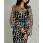 Elegant Office Lady Embroidery Dresses Two Pieces Set Sexy Dress For Women Long Lantern Sleeve Party Dresses Evening dress