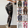 Butterfly Leopard Printed Yoga Pants Sexy Bowknot Leggings Bow Bandage Tie Dye Floral Trousers Women Exercise Fitness Legging