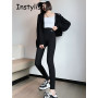 Sports Leggings for Women's Pants Push Up Tights High Waist Workout Leggings Vintage Harajuku Ribbed Knit Pants Fitness Gym Wear