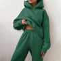 Women Casual Solid Warm Suits Hoodies Sweatpants Autumn Winter Pullover Sweatshirts Pants 2 Piece Sets Fleece-lined Tracksuits