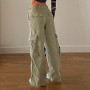 Cargo Baggy Jeans Stacked Pants Overalls For Women Denim Woman Grunge Vintage Low Rise Drawstring Pants With Pocket