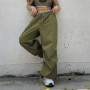 Women Casual Baggy Wide Leg Sweatpants Fashion Vintage Chic Solid Drawstring Trousers Y2K Loose Streetwear Joggers Cargo Pants