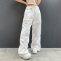 Women Casual Baggy Wide Leg Sweatpants Fashion Vintage Chic Solid Drawstring Trousers Y2K Loose Streetwear Joggers Cargo Pants