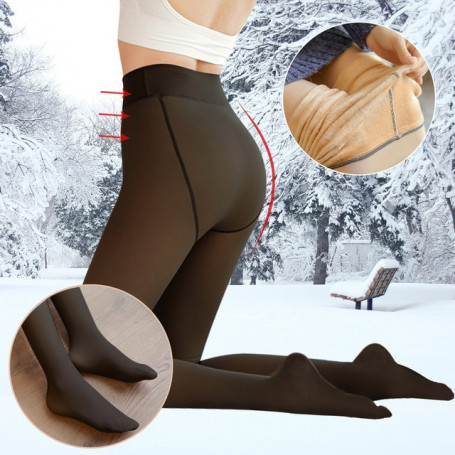Winter Warm Leggings Sexy Slim Translucent Pantyhose Nylon Tights High Waist Thick Wool Sock Pants Women Thermal Legging