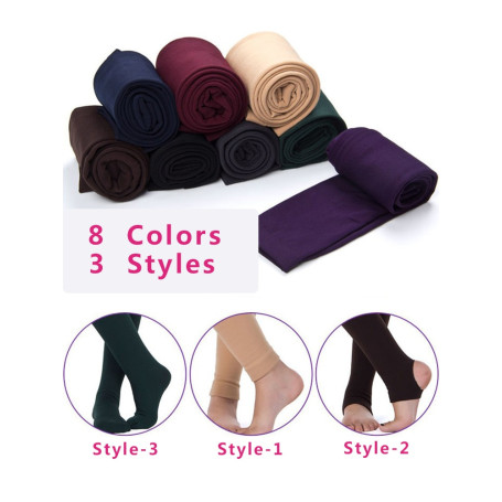 Winter Thin Velvet Leggings Warm Slim Solid Colors Pants Autumn Women Clothes Knitte Pantynose Elastic Tight 3 Styles