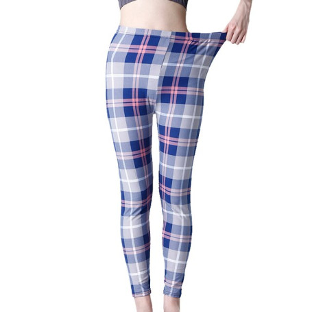 Waist Yoga Pants Sports Leggings Women's Workout Slim Gym Fitness Push Up Running Tights Plaid Printed New Bottom