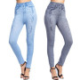Women  Distressed Denim Jeans Leggings Casual High Waist Slim Elastic Pencil Pants