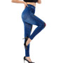 Faux Denim Leggings Seamless Female Printed Sports Pants Fashion High Waist Leggins Elastic Gym Fitness Push Up Trousers
