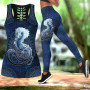 Dragon mandala Women's Fashion Summer 3D Gothic Dragon Combo Outfit Print Sleeveless Tank Top And Leggings