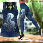 Dragon mandala Women's Fashion Summer 3D Gothic Dragon Combo Outfit Print Sleeveless Tank Top And Leggings