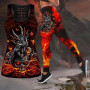 Lovely Dragon And Skull Red Fire Hollow Tank Top And Legging 3D Print  Outfit for Women Casual Yoga Pants