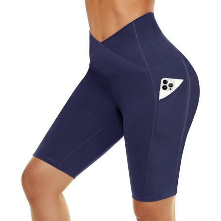 Biker Shorts for Women with Pockets - 8 IN Plus Size High Waisted Spandex Shorts for Summer Running Yoga Workout