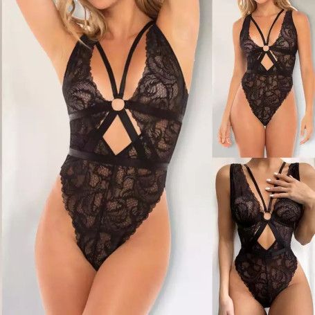 New Sexy Ladies All-In-One Lingerie Vest Tights Sexy Erotic Jumpsuit Pajamas Open Back Hollowed Out Sexy One-Piece Pajamas