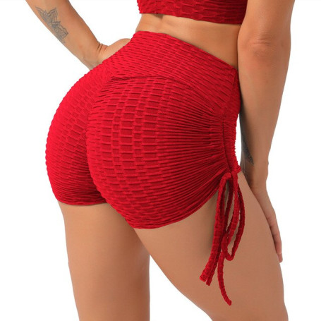 Women Elastic Stretch Plain Yoga Sportswear Pants Vest Set High Waist Sport Shorts with String Booty Lift Tights Fitness