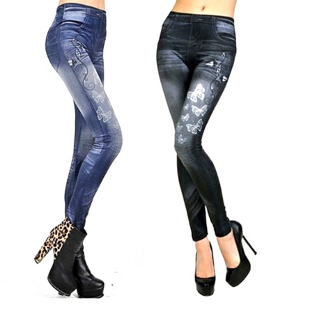 Leggings Ladies New Butterfly Printing Pencil Pants Skinny Jeans Trousers Female Low Waist Casual Denim Legging Polyester