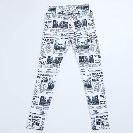 Workout Leggings Black White Highstreet Newspaper Letter Print Streetwear Legging 2019 Summer Fitness Women Sexy Casual Trousers