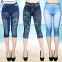 New Vintage Butterfly Print Imitation Denim Leggings Fashion Pant Jeans Women Elastic Tight Female Shorts Clothing Trousers