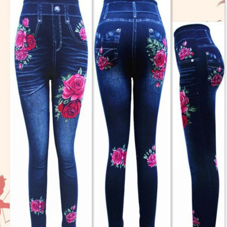 Korean Fashion Retro Butterfly Print Elastic Pant Jeans Women Tight Summer Thin Leggings Female Clothing Casual Trousers