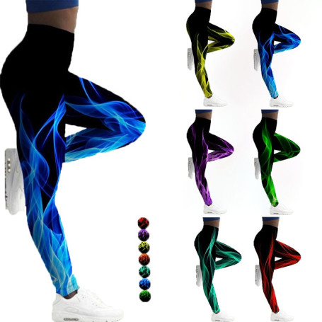 Leggings Women High Waist 3D Flame Fire Printed Sport Legings Yoga Pants Gym Clothing Workout Leggins Ladies Leginsy Sexy Legins