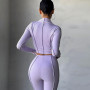 Two Piece Set Women's Outfits Half High Collar Long Sleeve Crop Top+Skinny Leggings Lady Casual Sporty Suit