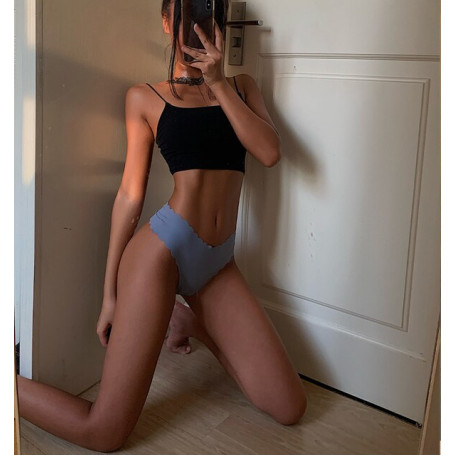Ladies Sexy Thong Invisible Wave Edge Panties Fitness Ultra-thin T Panties