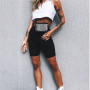 Shorts Women Thin Fitness Casual High Waist Biker Summer Slim Knee-Length Bottoms Black Cycling Streetwear cotton Basic Short