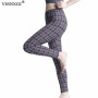 VISNXGI Plaid Print Yoga Leggings Push Up Sports Solid Workout Fitness Pants Tight Stretchy High Waist Sports Wear Gym Clothing