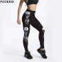 FCCEXIO New Pattern 3D Skull Head Print Women High Waist Legging Fashion  Fitness Elastic Skeleton Leggings