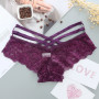 Fashion Women G String Hollow Out Thong Lace Bow Lingerie Female Cross Strap Sexy Transparent Tangas Summer sensual Panties