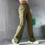 Cargo Pants Women Plus Size Belt Less High Waisted Wide Leg Trousers Straight Leg Relaxed Style Trousers Trousers Free Shipping