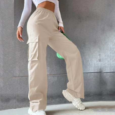 Cargo Pants Women Plus Size Belt Less High Waisted Wide Leg Trousers Straight Leg Relaxed Style Trousers Trousers Free Shipping