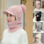 Knitted Cap No Balling Chic Skin-Friendly Skiing Knitting Hat with Neck Scarf