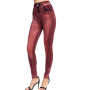 Summer Vertical Stripe Imitation Denim Leggings Show Thin Hip Lift Capris Yoga Sports Casual Trousers Female Clothing Jeans