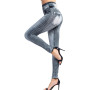 Summer Vertical Stripe Imitation Denim Leggings Show Thin Hip Lift Capris Yoga Sports Casual Trousers Female Clothing Jeans