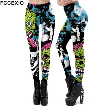 3D Printed Skull Halloween Tight Leggings Sports Women Fitness Sexy Skinny Leggins Pant Women чулки pantalones de mujer