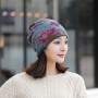 Winter Hat Women Beanie Cap Print Warm Red Fashion Caps Soft Bonnet