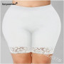 Plus Size Women Short Leggings With Lace Trim Under Skirt Pants High Waist Solid Soft Stretch Active Ladies Short Bottoming