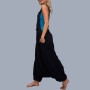 Women Summer Loose Thin Jumpsuits Harem Pants Wide Leg Pants Sleeveless Pockets Bib Jumpsuit Siamese Trousers Large Size S-5XL