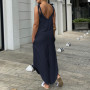 Women Loose Cotton Jumpsuits Wide leg pants Female Casual Solid Suspender Rompers Pocket Bib Siamese Large Size 5XL