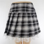 Contrast Lace Plaid Pleated Skirt Vintage Sexy Skirt Skater Clothes Harajuku Skirt Gothic Skirt Punk Skirt Plaid Skirts
