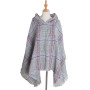 Spring  Autumn Loop Yarn Barbed Hair Large Plaid Hooded Cape Fashion Street Poncho Lady Capes Blue Cloaks